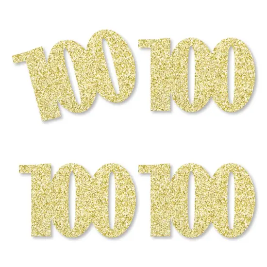 Big Dot of Happiness Gold Glitter 100 - No-Mess Real Gold Glitter Cut-Out Numbers - 100th Birthday Party Confetti - Set of 24 {1}