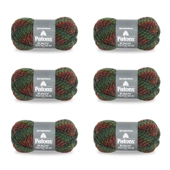 Patons Kroy Socks FX Clover Colors Yarn - 6 Pack of 1.75oz/50g - Blended Fiber - 1 Super Fine - 166 Yards - Knitting/Crochet {1}