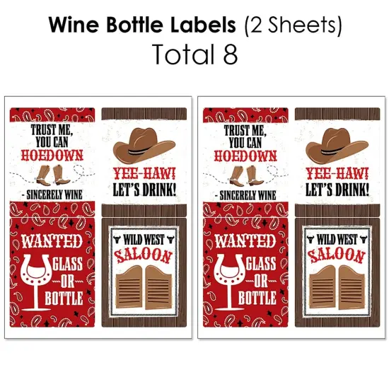 Big Dot of Happiness Western Hoedown - Wild West Cowboy Party Decorations - Beverage Bar Kit - 34 Pieces {6}