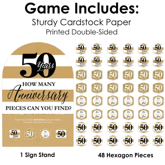 Big Dot of Happiness We Still Do - 50th Wedding Anniversary - Anniversary Party Scavenger Hunt - 1 Stand and 48 Game Pieces - Hide and Find Game {6}