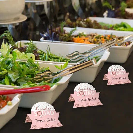 Big Dot of Happiness Bride Squad - Rose Gold Bridal Shower or Bachelorette Party Tent Buffet Card - Table Setting Name Place Cards - Set of 24 {4}