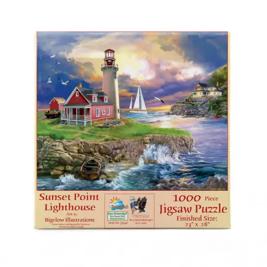 Sunsout Sunset Point Lighthouse 1000 pc Jigsaw Puzzle 31540 {4}