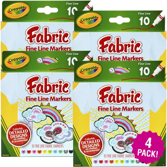 Multipack of 4 - Crayola Fine Line Fabric Markers-10/Pkg {1}