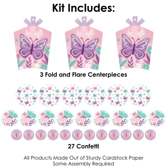 Big Dot of Happiness Beautiful Butterfly - Floral Baby Shower or Birthday Party Decor and Confetti - Terrific Table Centerpiece Kit - Set of 30 {4}