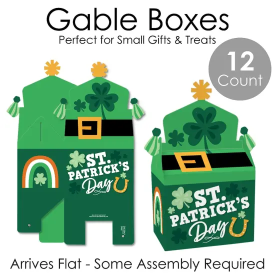 Big Dot of Happiness Shamrock St. Patrick's Day - Treat Box Party Favors - Saint Paddy's Day Party Goodie Gable Boxes - Set of 12 {7}