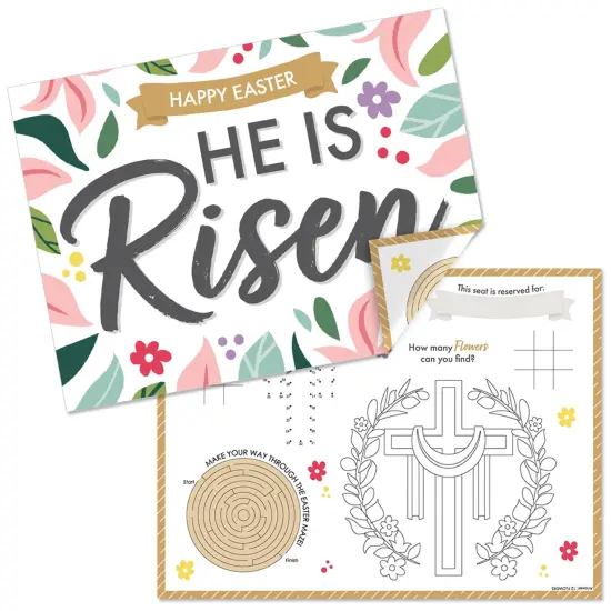 Big Dot of Happiness Religious Easter - Paper Christian Holiday Party Coloring Sheets - Activity Placemats - Set of 16 {1}