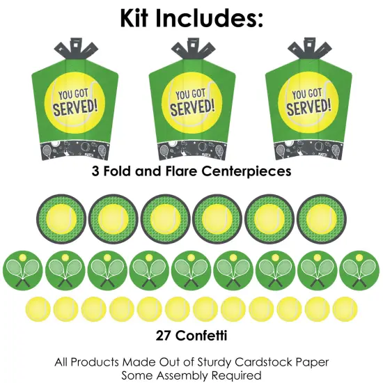 Big Dot of Happiness You Got Served - Tennis - Baby Shower or Tennis Ball Birthday Party Decor and Confetti - Terrific Table Centerpiece Kit 30 Ct {4}