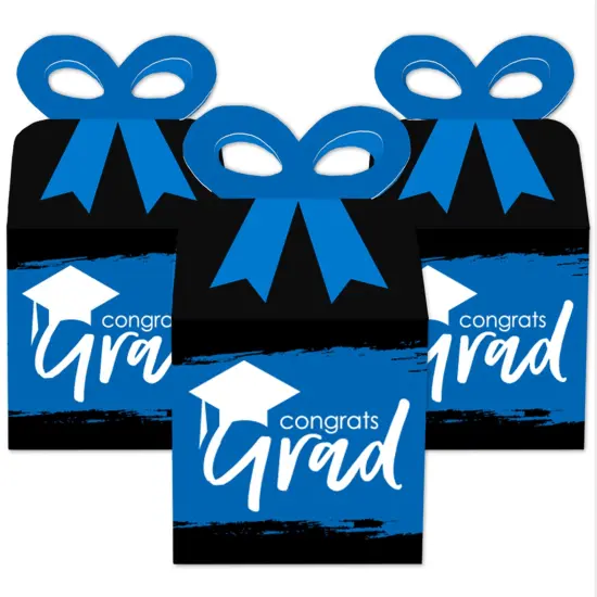 Big Dot of Happiness Blue Grad - Best is Yet to Come - Square Favor Gift Boxes -Royal Blue Graduation Party Bow Boxes - Set of 12 {3}