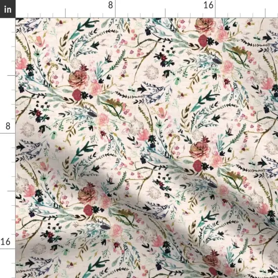 Various Fabrics by the Yard or Fat Quarter Floral Blush Pink Flower Vintage Flowers Girl Rose Botanical Custom Printed Fabric by Spoonflower {2}