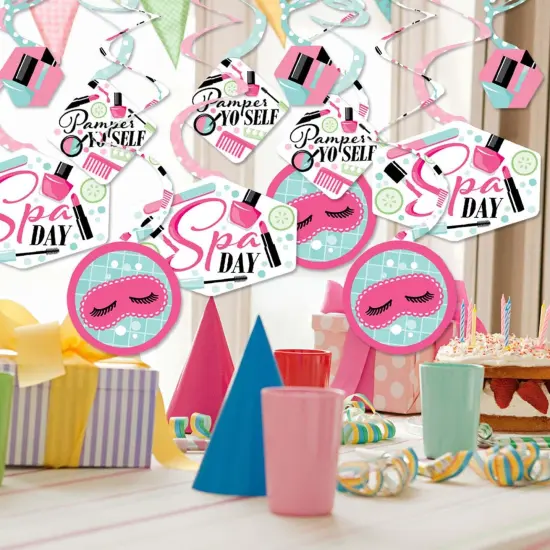Big Dot of Happiness Spa Day - Girls Makeup Party Hanging Decor - Party Decoration Swirls - Set of 40 {3}