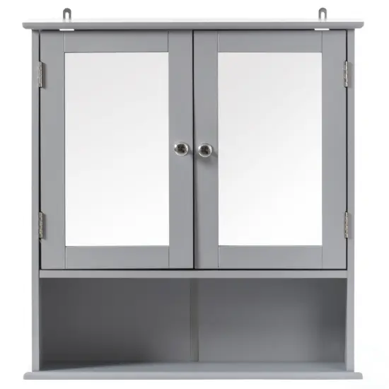 Mirror Wall Mounted Cabinet For the Bathroom and Vanity with Adjustable Shelves Gray {4}