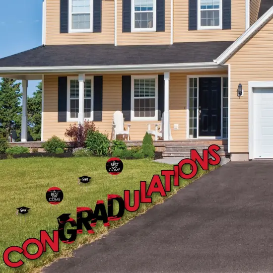 Big Dot of Happiness Red Graduation Party Yard Signs - Outdoor Lawn Decorations - ConGRADulations {3}