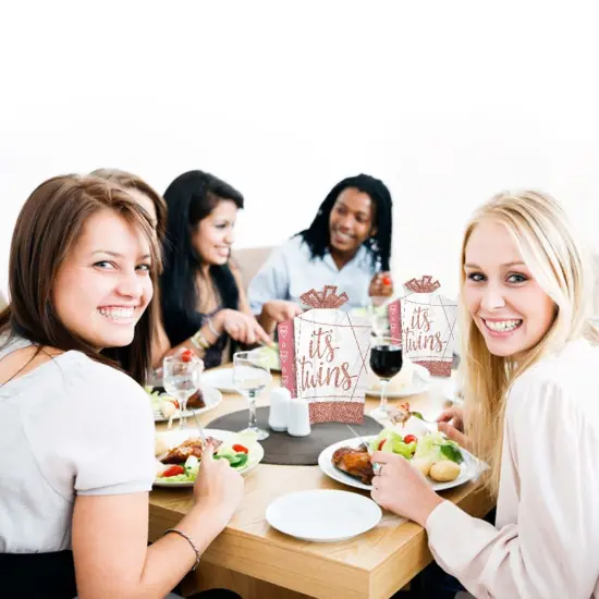 Big Dot of Happiness It's Twin Girls - Table Decorations - Pink and Rose Gold Twins Baby Shower Fold and Flare Centerpieces - 10 Count {7}