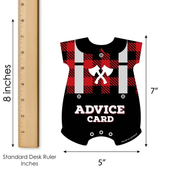 Big Dot of Happiness Lumberjack - Channel the Flannel - Baby Bodysuit Wish Card Plaid Baby Shower Activities - Shaped Advice Cards Game - Set of 20 {6}