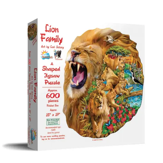 Sunsout Lion Family 600 pc Special Shape Jigsaw Puzzle 97010 {3}