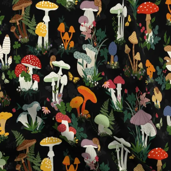 Various Fabrics by the Yard or Fat Quarter Mushroom Garden Mushrooms Custom Printed Fabric by Spoonflower {5}