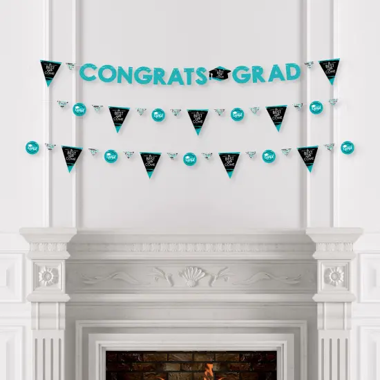 Big Dot of Happiness Teal Grad - Best is Yet to Come -Turquoise Party Letter Banner Decor - 36 Banner Cutouts and Congrats Grad Banner Letters {4}