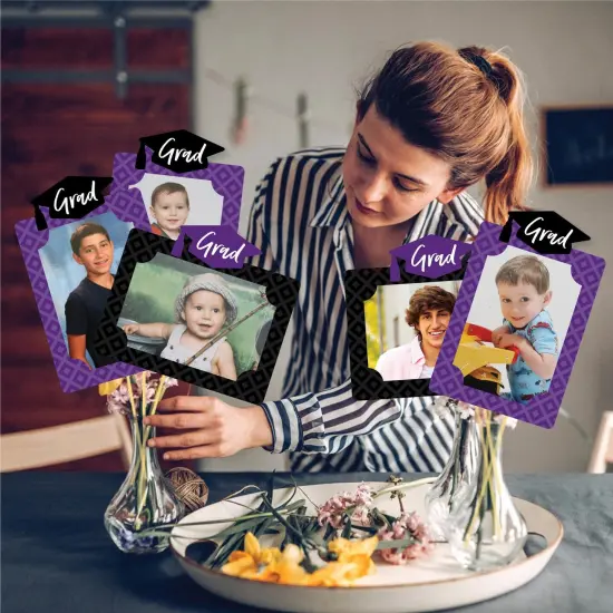 Big Dot of Happiness Purple Grad - Best is Yet to Come - Graduation Party Picture Centerpiece Sticks - Photo Table Toppers - 15 Pieces {3}