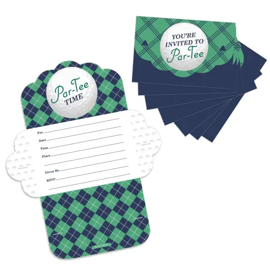 Big Dot of Happiness Par-Tee Time - Golf - Fill-In Cards - Birthday or Retirement Party Fold and Send Invitations - Set of 8 {1}