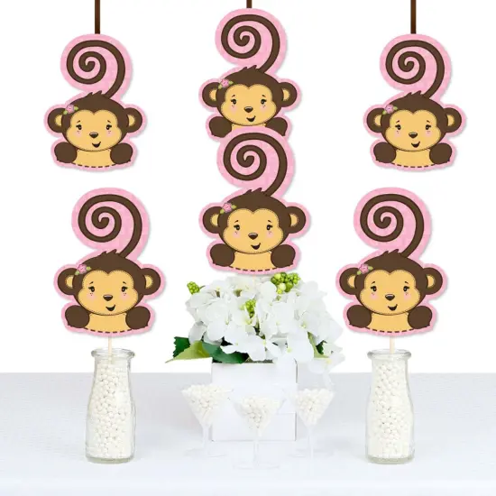 Big Dot of Happiness Pink Monkey Girl - Monkey Decorations DIY Baby Shower or Birthday Party Essentials - Set of 20 {1}