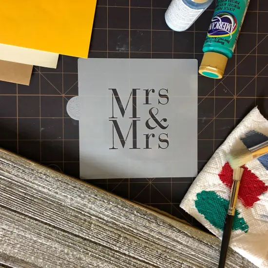 Mrs & Mrs Cookie & Craft Stencil | CM039 by Designer Stencils | Cookie Decorating Tools | Baking Stencils for Royal Icing, Airbrush, Dusting Powder | Craft Stencils for Canvas, Paper, Wood | Reusable Food Grade Stencil {6}