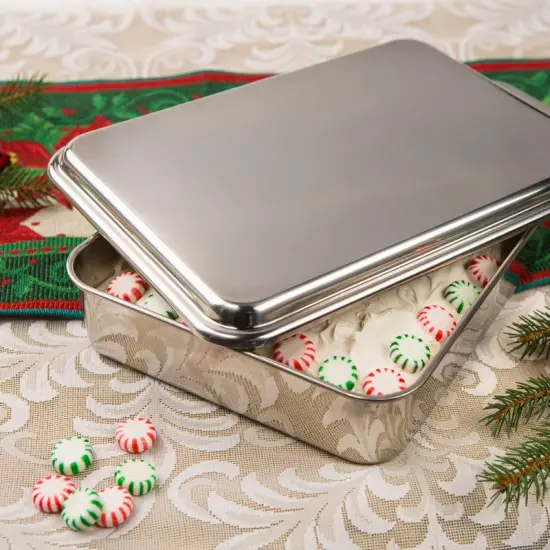 Lehman's Heavy-Duty Stainless Steel Cake Pan With Snap-On Lid {6}