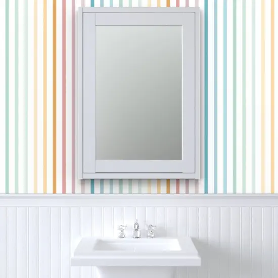 Peel & Stick Wallpaper 2FT Wide Pastel Rainbow Vertical Stripes Custom Removable Wallpaper by Spoonflower {6}
