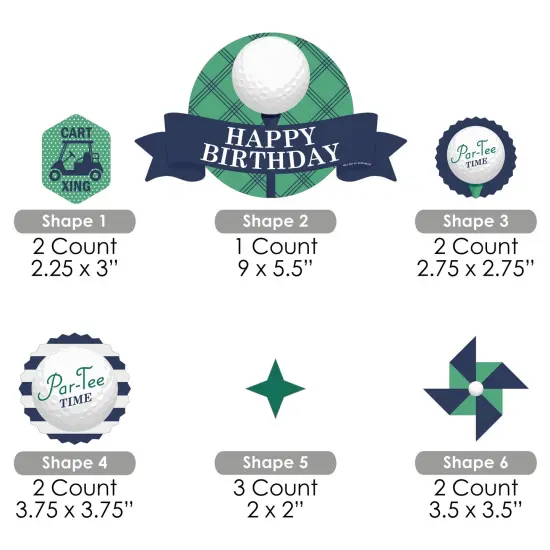 Big Dot of Happiness Par-Tee Time - Golf - Birthday Party Cake Decorating Kit - Happy Birthday Cake Topper Set - 11 Pieces {7}