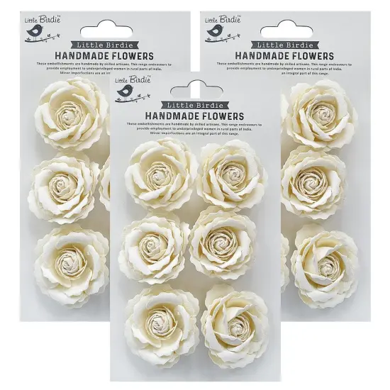 Pack of 3 - Little Birdie Ellis Paper Flowers 6/Pkg-Shabby Chic {1}