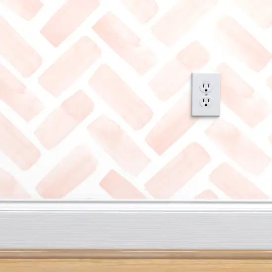 Pre-Pasted Wallpaper 2FT Wide Blush Pink Chevron Baby Girl Nursery Hand Painted Jumbo Scale Feminine Custom Pre-pasted Wallpaper by Spoonflower {4}