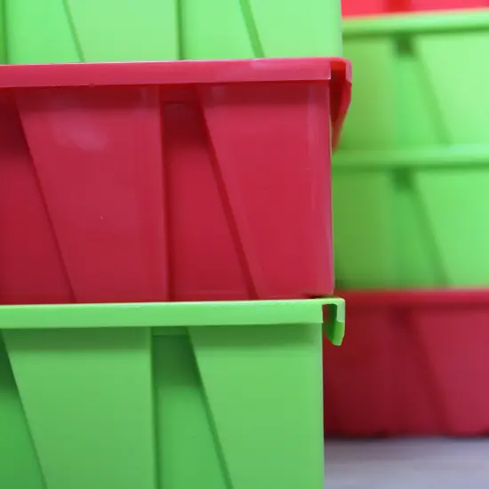 Plastic Storage Stacking Bins Red and Green {4}