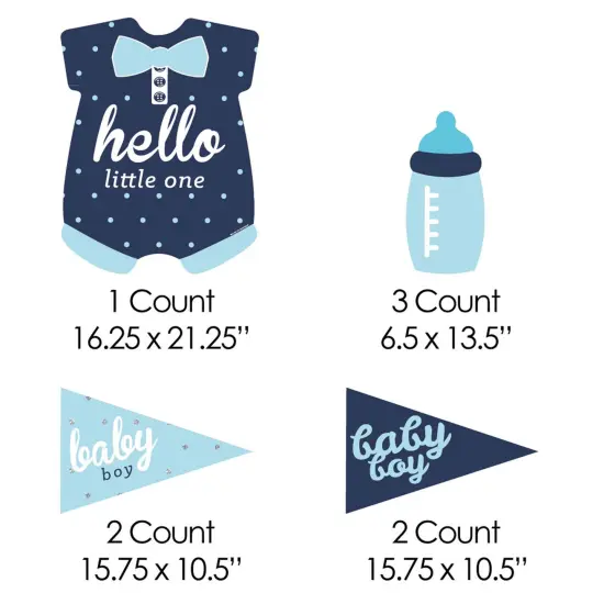 Big Dot of Happiness Hello Little One - Blue and Navy - Yard Sign & Outdoor Lawn Decorations - Boy Baby Shower Yard Signs - Set of 8 {7}