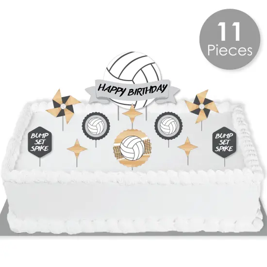 Big Dot of Happiness Bump, Set, Spike - Volleyball - Birthday Party Cake Decorating Kit - Happy Birthday Cake Topper Set - 11 Pieces {3}