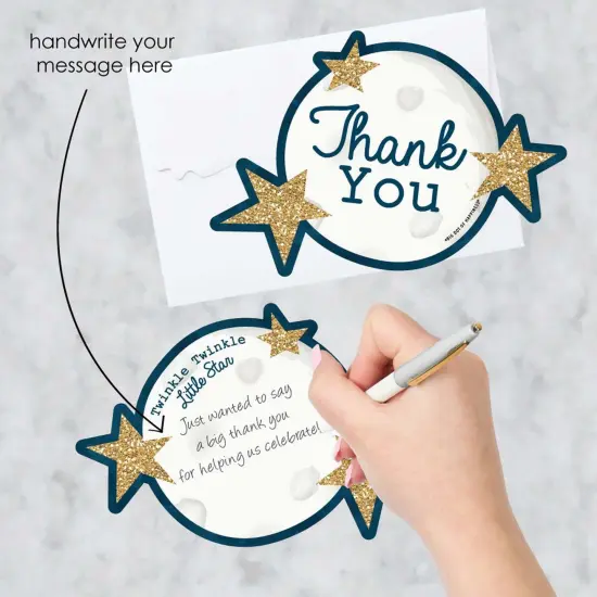 Big Dot of Happiness Twinkle Twinkle Little Star - Shaped Thank You Cards - Baby Shower or Birthday Party Thank You Cards with Envelopes - Set of 12 {3}
