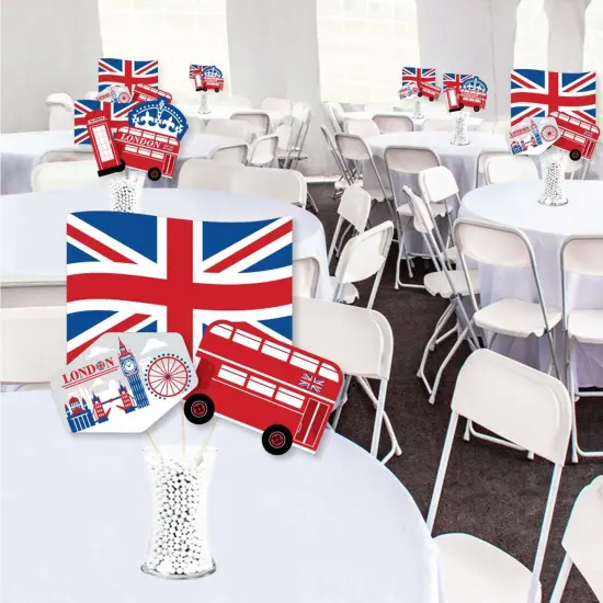 Big Dot of Happiness Cheerio, London - British UK Party Centerpiece Sticks - Showstopper Table Toppers - 35 Pieces {3}
