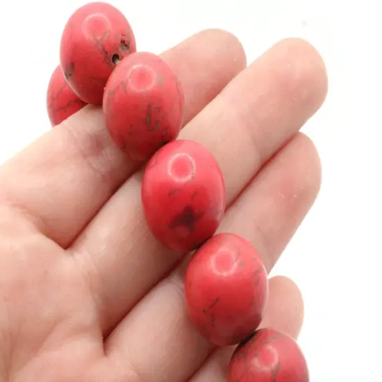 24 17mm Round Dyed Pink Howlite Stone Beads {4}