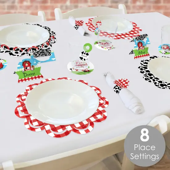 Big Dot of Happiness Farm Animals - Barnyard Baby Shower or Birthday Party Paper Charger and Table Decorations - Chargerific Kit - Place Setting for 8 {3}