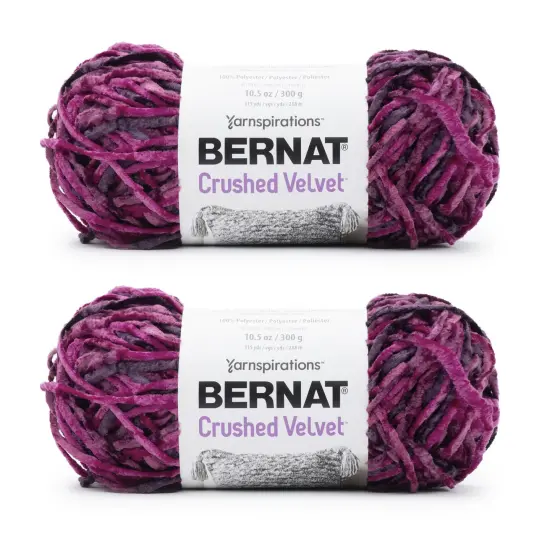 Bernat Crushed Velvet Br Magneta Yarn - 2 Pack of 300g/10.5oz - Polyester - 5 Bulky - 315 Yards - Knitting/Crochet {1}
