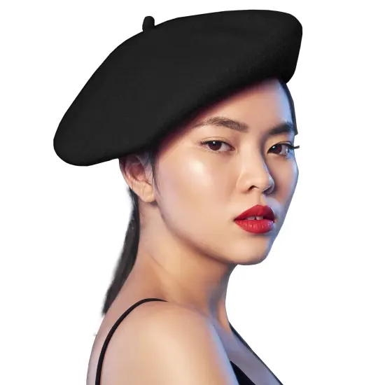 Black French Style Beret - Women's Classic Beret Hat For Casual Use - 1 Piece {1}