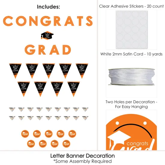 Big Dot of Happiness Orange Grad - Best is Yet to Come -Grad Party Letter Banner Decor - 36 Banner Cutouts and Congrats Grad Banner Letters {6}