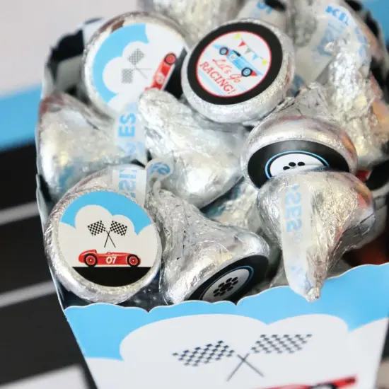 Big Dot of Happiness Let's Go Racing - Racecar - Baby Shower or Birthday Round Candy Sticker Favors - Labels Fits Chocolate Candy (1 sheet of 108) {6}