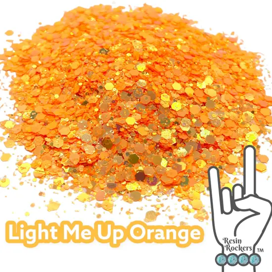 Light Me Up Orange Florescent Holographic Premium Pixie for Poxy Chunky Glitter Mix {1}