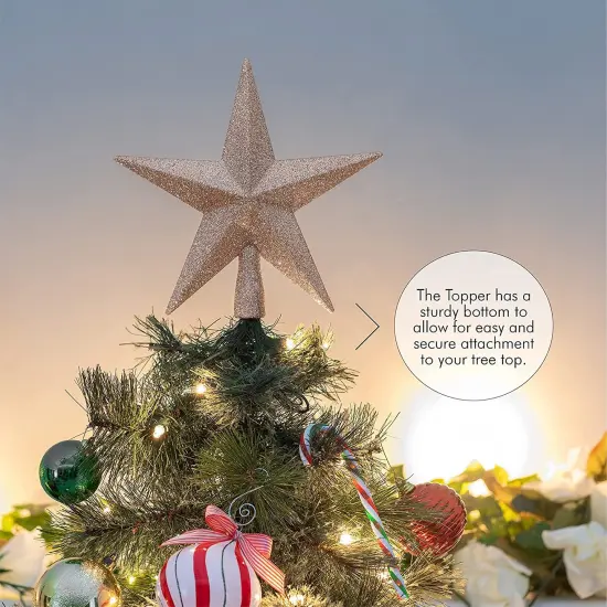 Ornativity Glitter Star Tree Topper - Christmas Champagne Decorative Holiday Bethlehem Star Ornament {4}