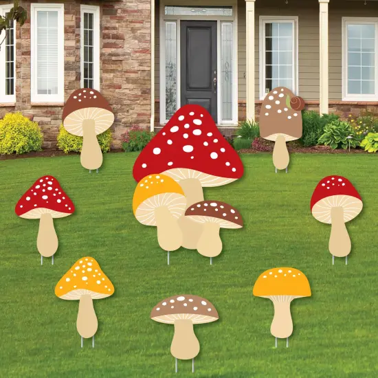 Big Dot of Happiness Wild Mushrooms - Yard Sign and Outdoor Lawn Decorations - Red Toadstool Decor and Party Yard Signs - Set of 8 {1}