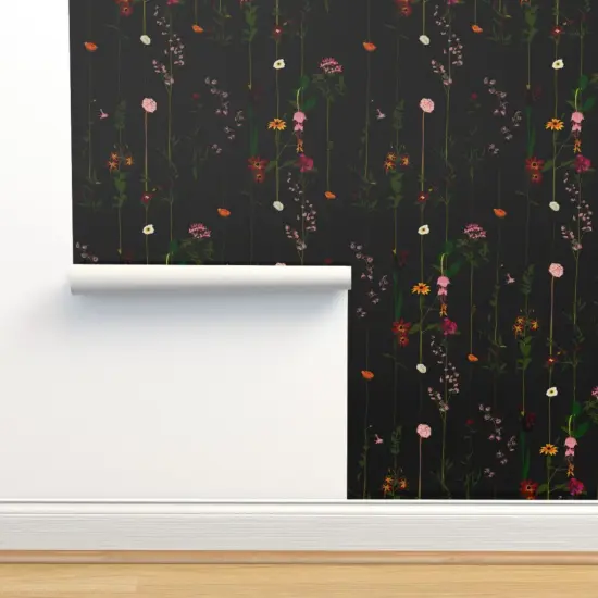 Peel & Stick Wallpaper 2FT Wide Minimal Elegant Modern Flower Vertical Stripe Moody Floral Romantic Custom Removable Wallpaper by Spoonflower {2}