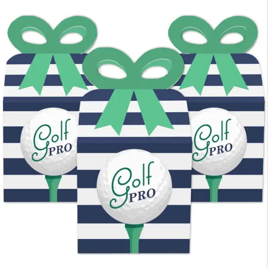 Big Dot of Happiness Par-Tee Time - Golf - Square Favor Gift Boxes - Birthday or Retirement Party Bow Boxes - Set of 12 {3}