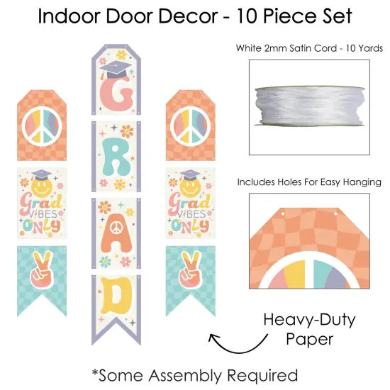 Big Dot of Happiness Groovy Grad - Hanging Vertical Paper Door Banners - Hippie Graduation Party Wall Decoration Kit - Indoor Door Decor {6}