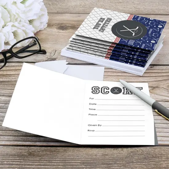 Big Dot of Happiness Shoots and Scores - Hockey - Fill-in Baby Shower or Birthday Party Invitations (8 Count) {6}