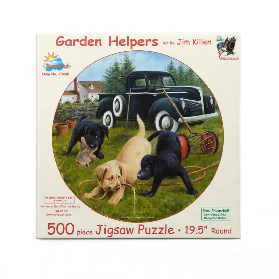 Sunsout Garden Helpers 500 pc Round Jigsaw Puzzle 73436 {4}