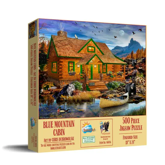 Sunsout Blue Mountain Cabin 500 pc Jigsaw Puzzle 46036 {3}